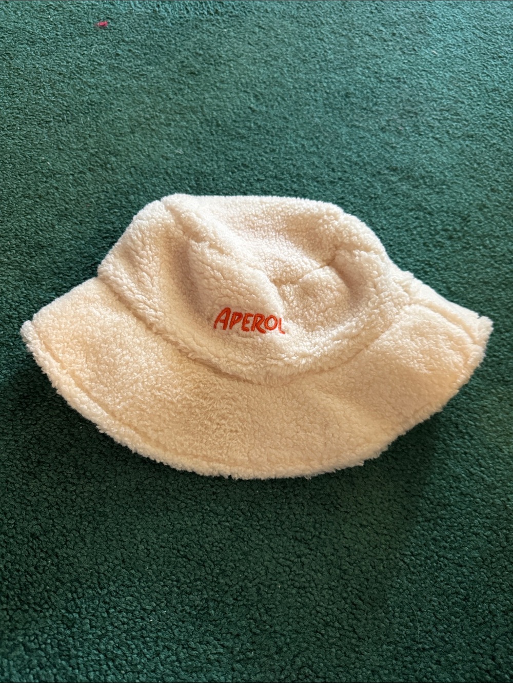Adults Ivory and Orange Sherpa fuzzy Bucket Hat Aperol
